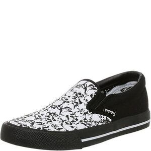 Vision Streetwear Men's Punk Skull Slip On Sneaker,Black/White,10 M